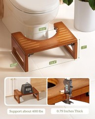 Bamboo Toilet Stool for Adults – 7 Inches Squat Step