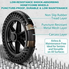 Irtme Ultra Lightweight Foldable Wheelchair，Carbon Steel Frame/Honeycomb Wheels