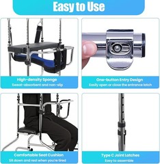 Adult Walker with Wheels Standing Walking Aid Adjustable Mobility Trainer