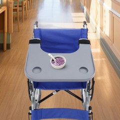 Wheelchair Table Board, Wheelchair Table Tray w/ Cup Holder Grey ABS 58*53cm