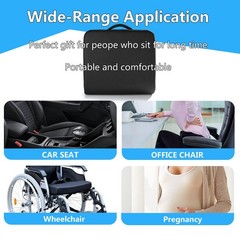 Extra Thick Large Seat Cushion -19 X 17.5 X 4 Inch Memory Foam Cushion with C…