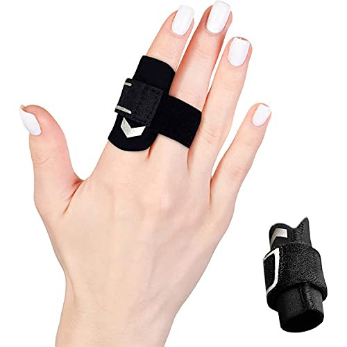 VHOPMORE Neoprene Finger Splints Wraps Adjustable S, Silver & Black