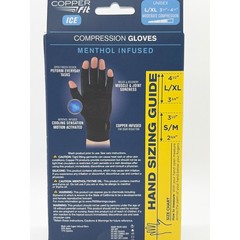 Copper Fit Ice Menthol Infused Compression Gloves Black L/XL 1 Pair Unisex. 1B