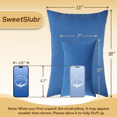 SweetSlubr Small Travel Pillows – 2 Pack, 7″x11″ Mini Neck 11“×7“, Blue