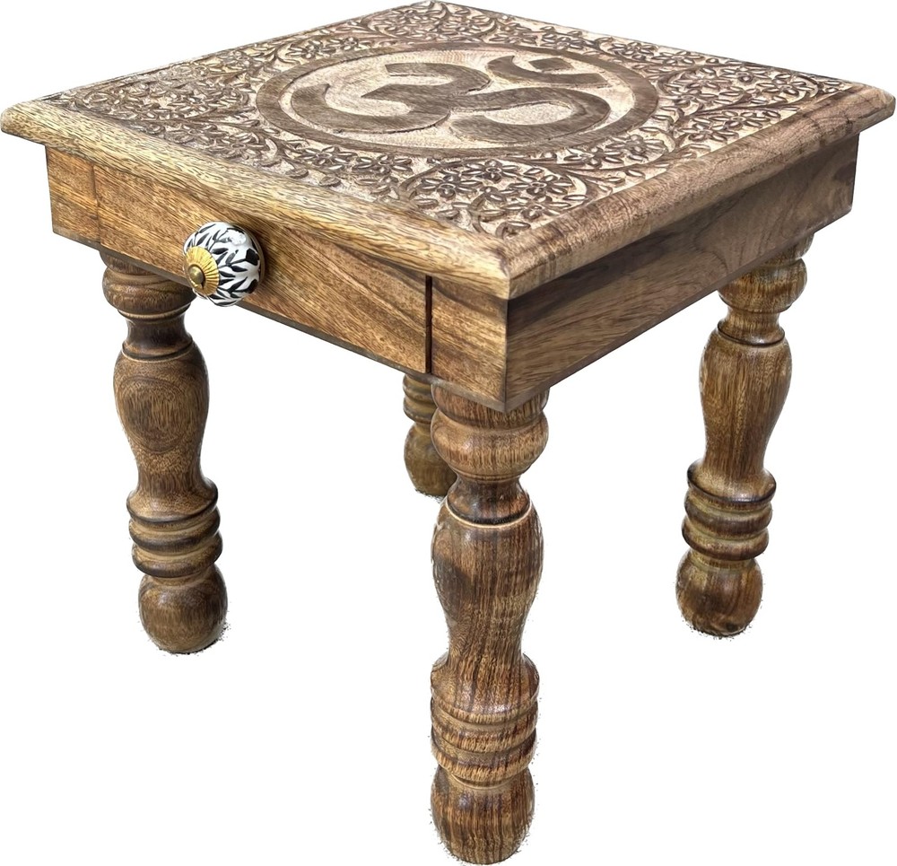 Dharmaobjects Solid Mango Wood Hand Carved Prayer Puja Shrine Altar Meditation
