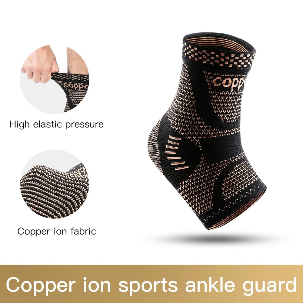 Copper Ankle Brace Silver Support Compression Sleeve Socks Foot Fasciitis Pain