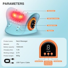 Neck Massager Pillow with Heat, 3 Modes, Cervical for Light Blue