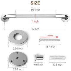 2 Pack Grab Bars for Elderly for Wall 16 Inch, Fit for Studs, Knurled Anti-Sl…