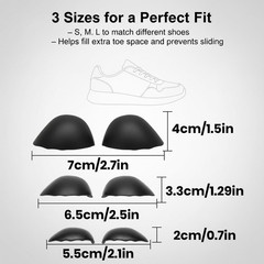 6 Pcs Toe Inserts for Shoes Too Big,Black Shoe Filler Small, Black-6