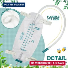 5-Pack 1000ml Leg Bag Urinary Drainage Bags with Adjustable Straps, Leak-Resista