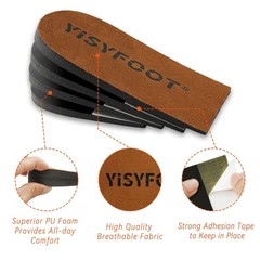 YISYFOOT Adjustable Orthopedic Heel Lift Inserts for Medium: Pack of 1, Brown