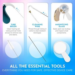 Hearing Aid Cleaning Kit 20pc Set Tools Case Brush Loop Wiper Bag *(79