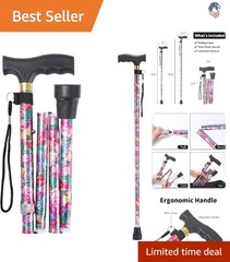 Stylish Pink Adjustable Walking Cane for Enhanced Mobility – Lightweight Design
