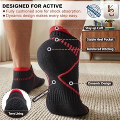 Men Athletic Ankle Socks 6-Pack, Nylon Blend 13-15 6pairs-black8915