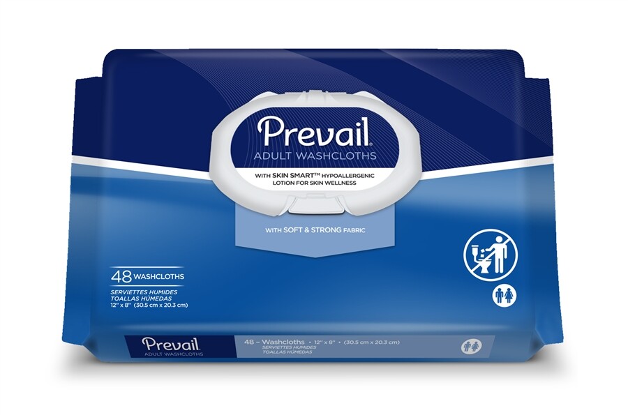 Prevail Personal Wipe, 8 X 12 Inch, Soft Pack, Aloe / Vitamin E, Case of 12
