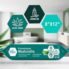 „MED PRIDE Disposable XL Premoistened Washcloths 8” x 12” Pack of 80 – Adult