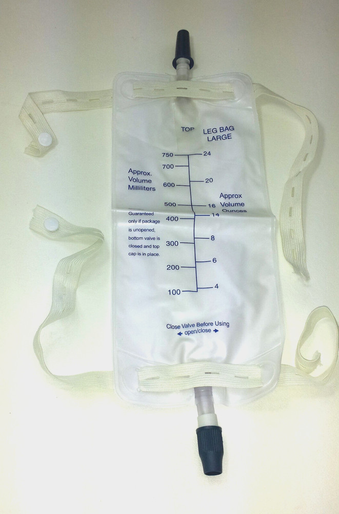 10 Urinary Urine Leg Bag 750 cc Anti Reflux Valve with Straps Sterile, NEW