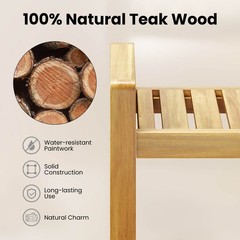 Teak Wood Solid Wood Stool Shower Bench for Inside Shower Shaving Legs Natural