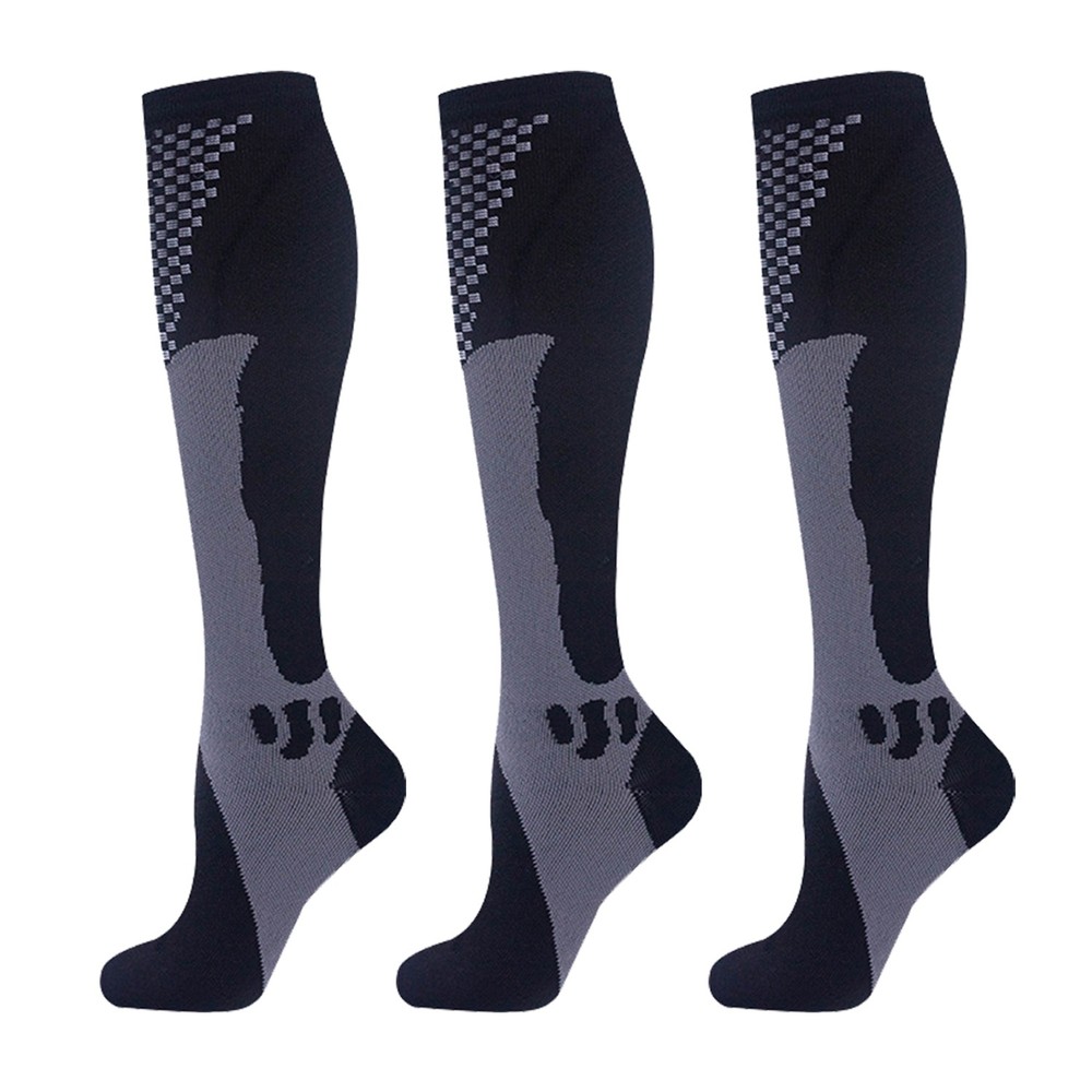 (3 Pairs) 20-30mmHg Compression Socks Calf Support Knee High Sock For Sport Gift