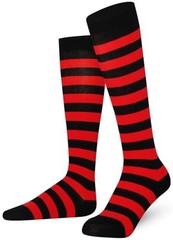Unisex Knee High Stripe Socks 8-11 Stripe Red and Black