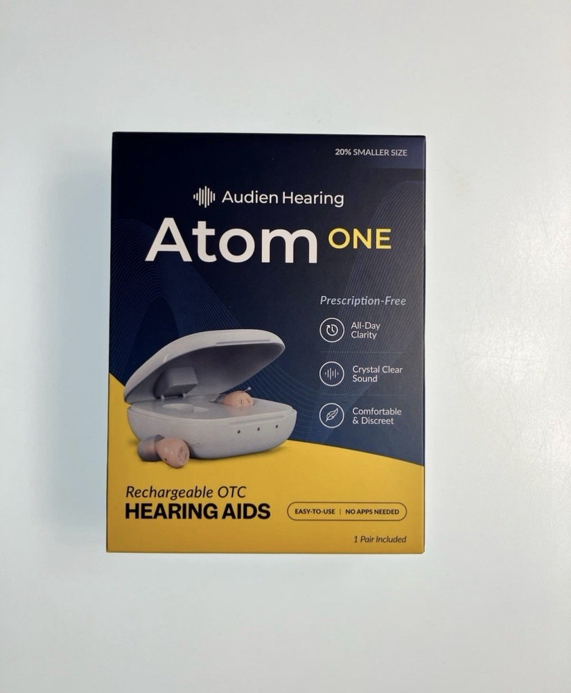 Audien Atom One OTC Hearing Aids Wireless, Rechargeable, Beige New Sealed