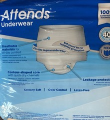 Lot of 2 Attends Disposable MAXIMUM ABSORBENCY Underwear Size Large 18 Count