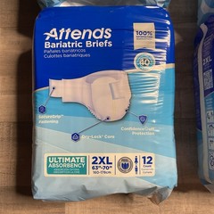 2 Packages – 24 Attends Bariatric Adult Brief 2XL 12 Count Ea Heavy Absorbency