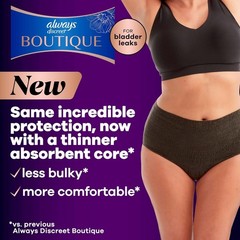Always Discreet Underwear S/M Black 12 Ct Incontinence Leak Protection