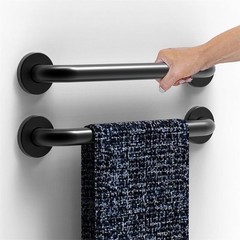 Powder Coated Black Grab Bar – 12“ Wall Handrail for Indoor & Outdoor Safety