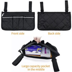 Wheelchair Side Bag Wheelchair Armrest Storage Pouch Pocket W/ Cup Holder NEW
