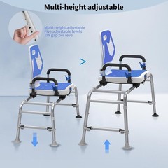 Sliding Swivel Shower Chair Transfer Bench w/Backrest for Elderly 400lb Capacity