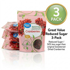 (3-Pack) Great Value Reduced Sugar Dried Cranberries, 20 oz Fruit Snacks