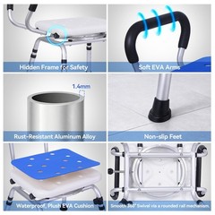 Swivel Shower Chair: 400 lbs Heavy Duty Shower Chair for Elderly Disabled Inj…