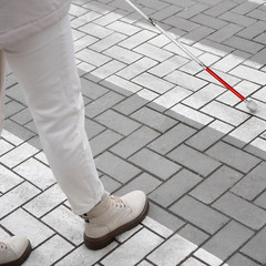 Blind Cane Stick Reflective Red White Foldable Walking Baston for Visually