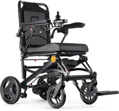 Lightweight Foldable Electric Wheelchair, 35lbs, 500W Motors, All Terrain, Black