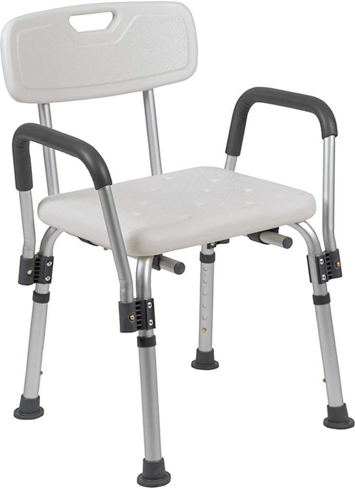 HERCULES Series 300 Lb. Capacity, Adjustable White Bath & Shower Chair with Dept