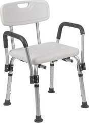 HERCULES Series 300 Lb. Capacity, Adjustable White Bath & Shower Chair with Dept