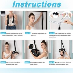 Cervical Neck Traction Head Brace Over Door Quick Pain Relief Decompression
