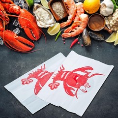 SATINIOR 50 Pieces Crawfish Bib Plastic Lobster Bibs Medium, [‚White‘, ‚Red‘]