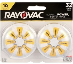 Pack Rayovac Size 10 Yellow Hearing Aid Batteries – New & Sealed 32 Pack Bulk