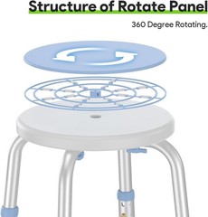360 Rotating Swivel Shower Seat – Adjustable Seat for Tub & Small Bathtub – 3…