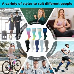 Plus Size Compression Socks 1/3/5 Pairs, Unisex Non-Slip, Fast Dry for Sports