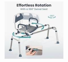 Sliding Shower Chair Tub Transfer Bench with Swivel Seat Bench for Elderly 360.