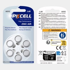 PKCELL Hearing Aid Batteries Size 312 1.45V Zinc Air Battery 60pack