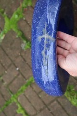 Vintage Blue speckled Porcelain Enamel Metal Bed Pan