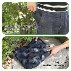 Ptwola Inflatable Seat Cushion Portable 18.9 x 10.63 x 0.12 inches, Black