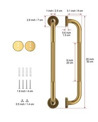 2 Pack 20 Inch Bronze Shower Grab Bar Gold, Antique Brass Bathroom Grab Bar w…