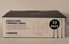 Lunderg Hassle Free Commode Liners Disposable Bedside. Commode Liners, 50 Count