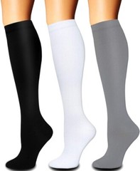 3Pair Full Toe Compression Socks for Men 15-20mmHg Wide Calf Diabetic Socks S-XL