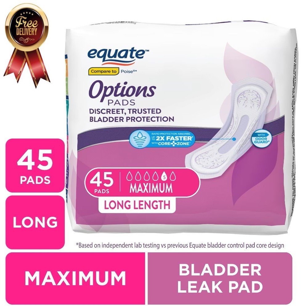 Options Women’S Bladder Control Pads, Maximum Absorbency, Long Length